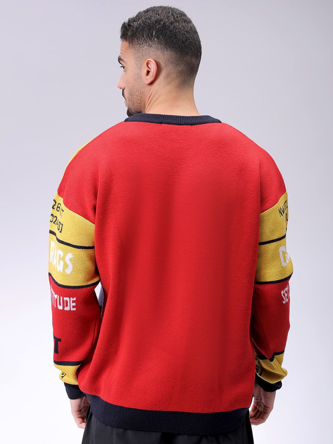The Indian Garage Co Men Typography Printed Round Neck Full Sleeves Pullover Sweaters