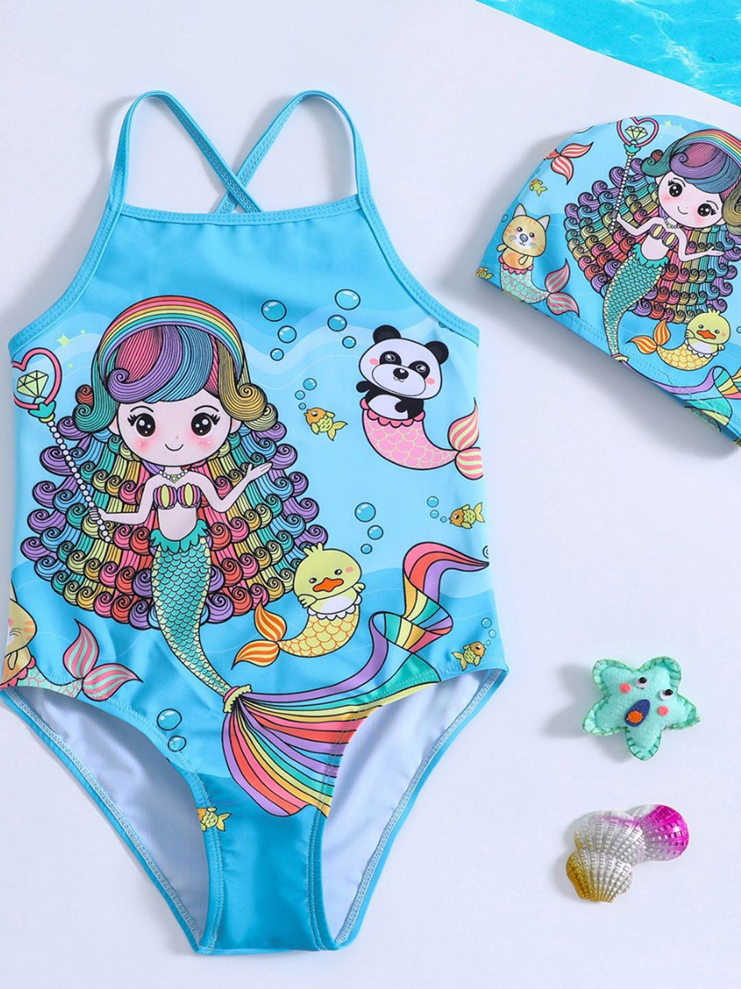 YK Girls Printed Swimwear Bodysuit