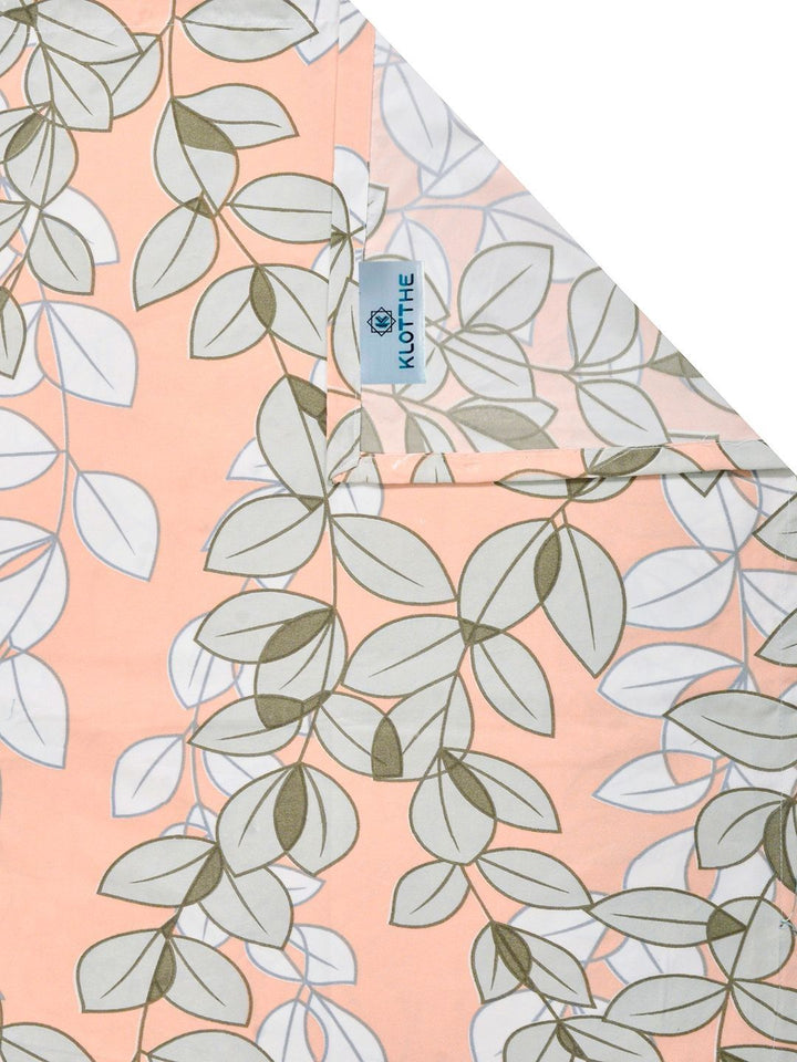 KLOTTHE Orange Color & White Printed 300 TC Single Bedsheet & Pillow Covers-2.25 m x 1.5 m