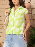 DressBerry Retro Blooms Floral Print Cuban Collar Shirt
