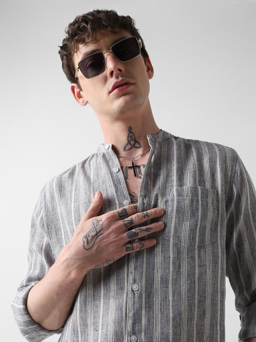 VASTRADO Men Slim Fit Multi Stripes Opaque Casual Shirt