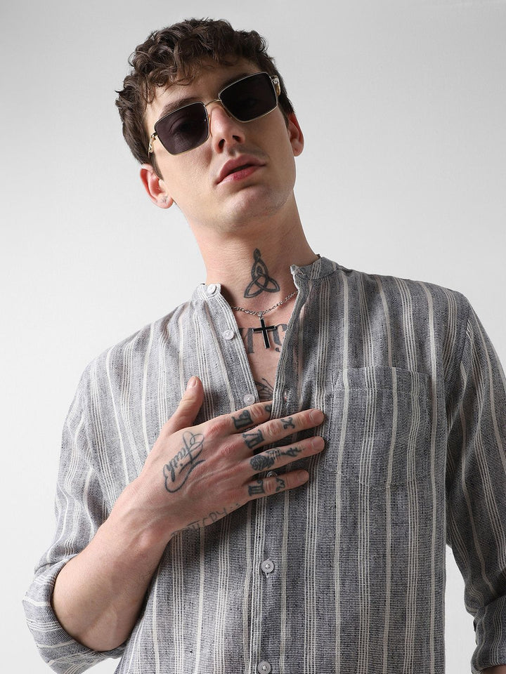 VASTRADO Men Slim Fit Multi Stripes Opaque Casual Shirt