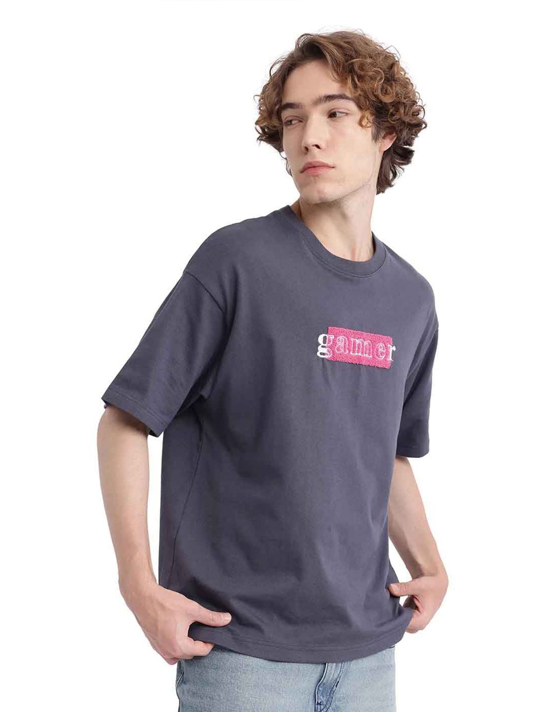 RARE RABBIT Men Printed Applique T-shirt