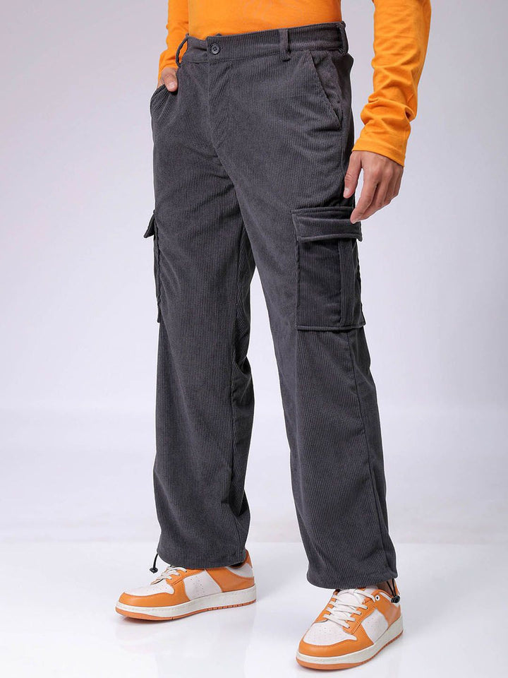 The Indian Garage Co Men Textured Loose Fit Cargos Trousers