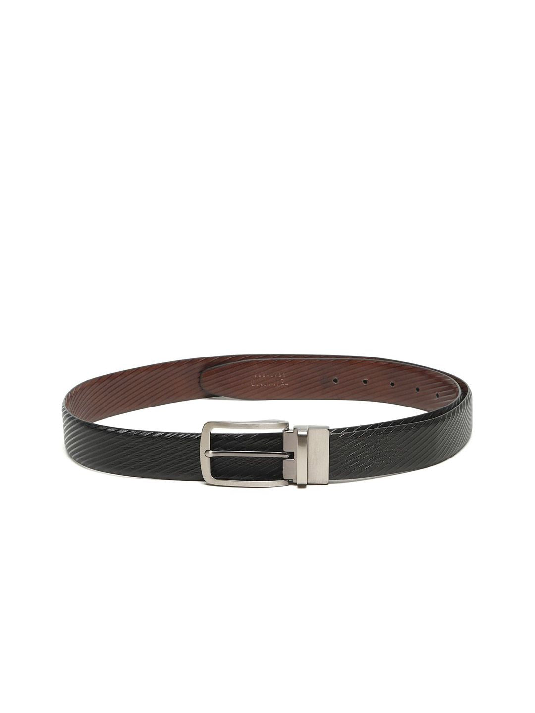 Teakwood Leathers Men Textured Leather Reversible Formal Belt