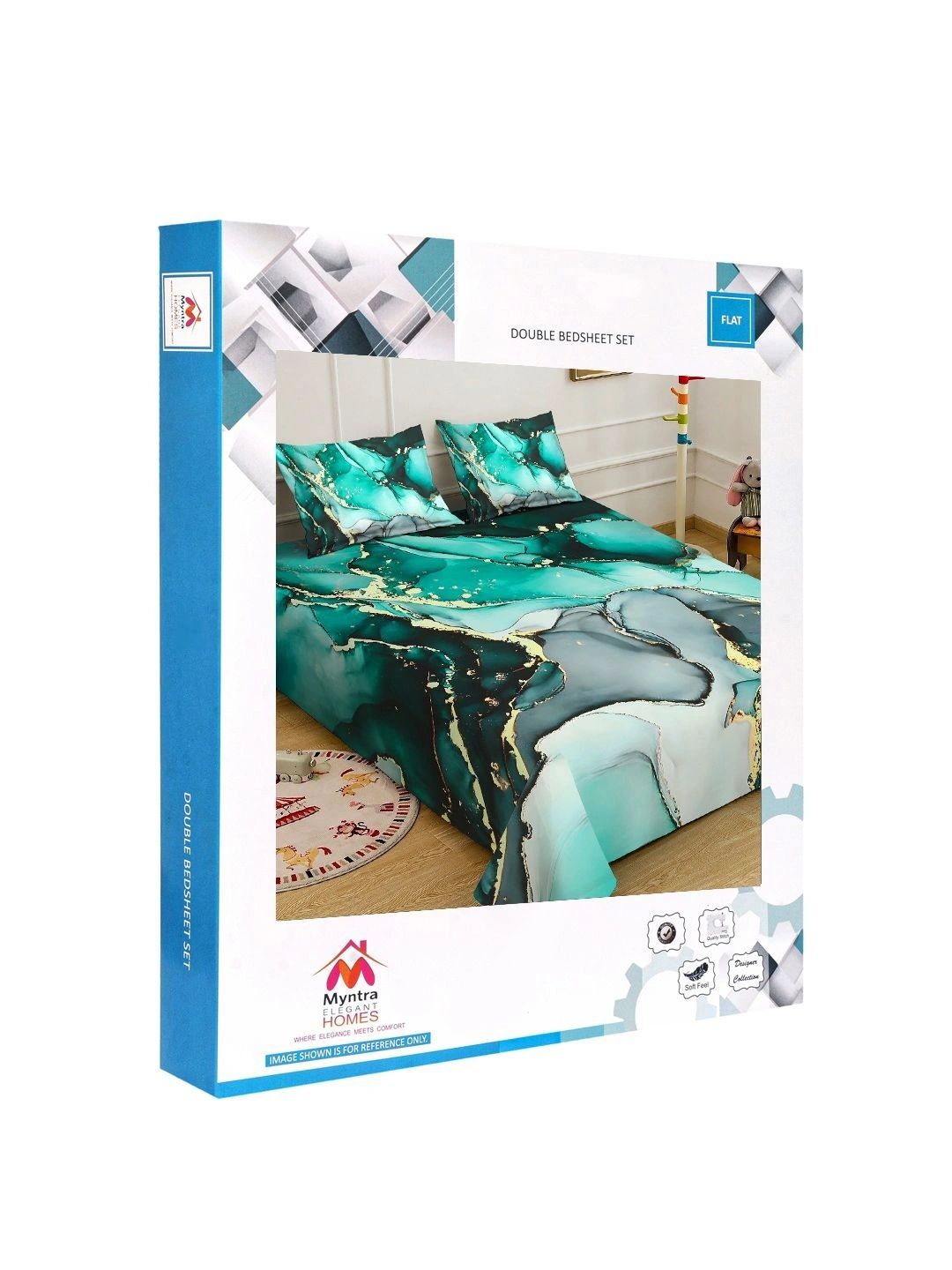 Myntra Elegant Homes Green 400 TC King Bedsheet with 2 Pillow Covers