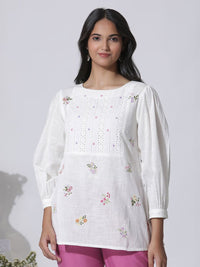 W Floral Print Cotton Top