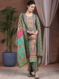 Libas Ethnic Motifs Printed Straight Kurta with Trousers & Dupatta