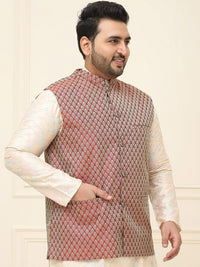 SOJANYA PLUS Men Printed Nehru Plus Size Jacket