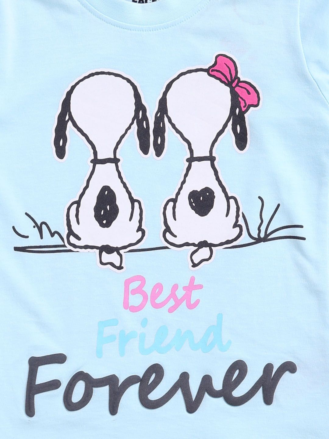 Happy Faces Girls Pure Cotton Peanuts Printed T-shirt with Joggers