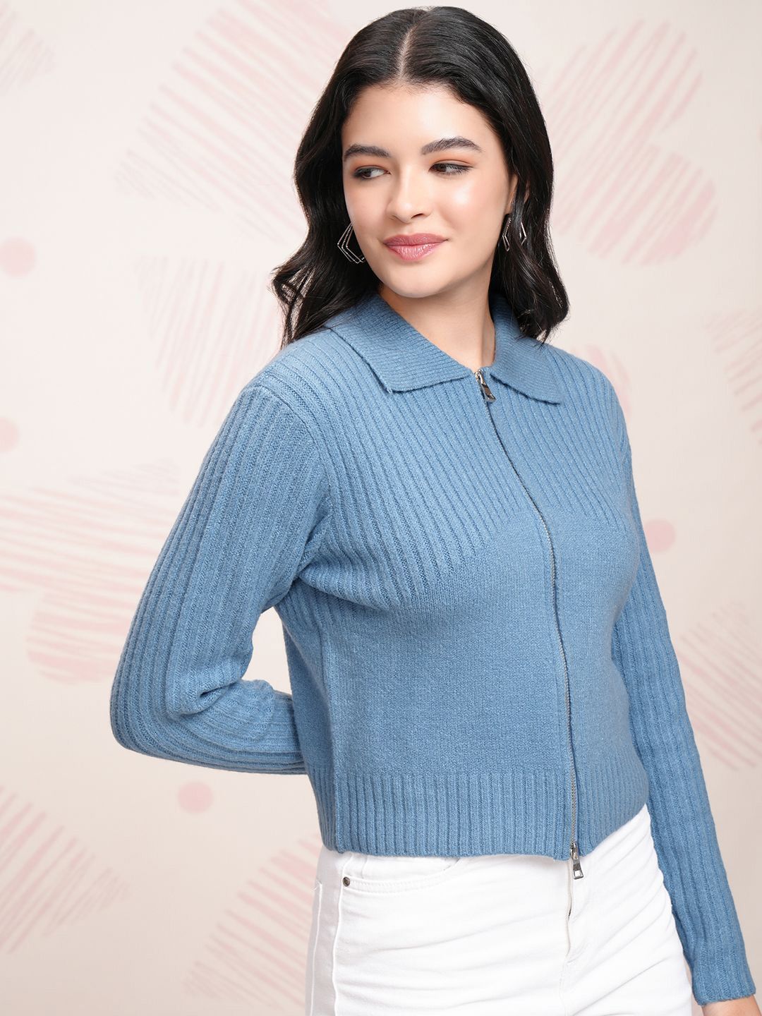 ESPYR By Tokyo Talkies Women Cable Knit with Zip Detail Detail