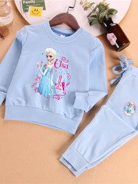 YK Girls Printed Sweatshirt With Joggers Clothing Set