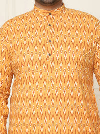 SOJANYA PLUS Geometric Printed Mandarin Collar Pure Cotton Straight Kurta with Pyjamas