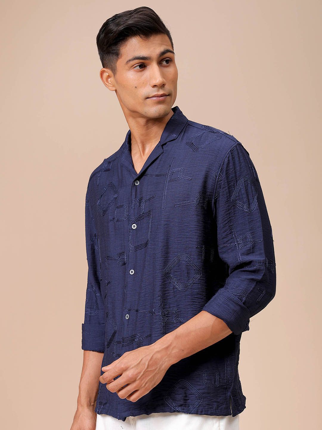 The Indian Garage Co Men Relaxed Fit Embroidery Resortwear Shirt
