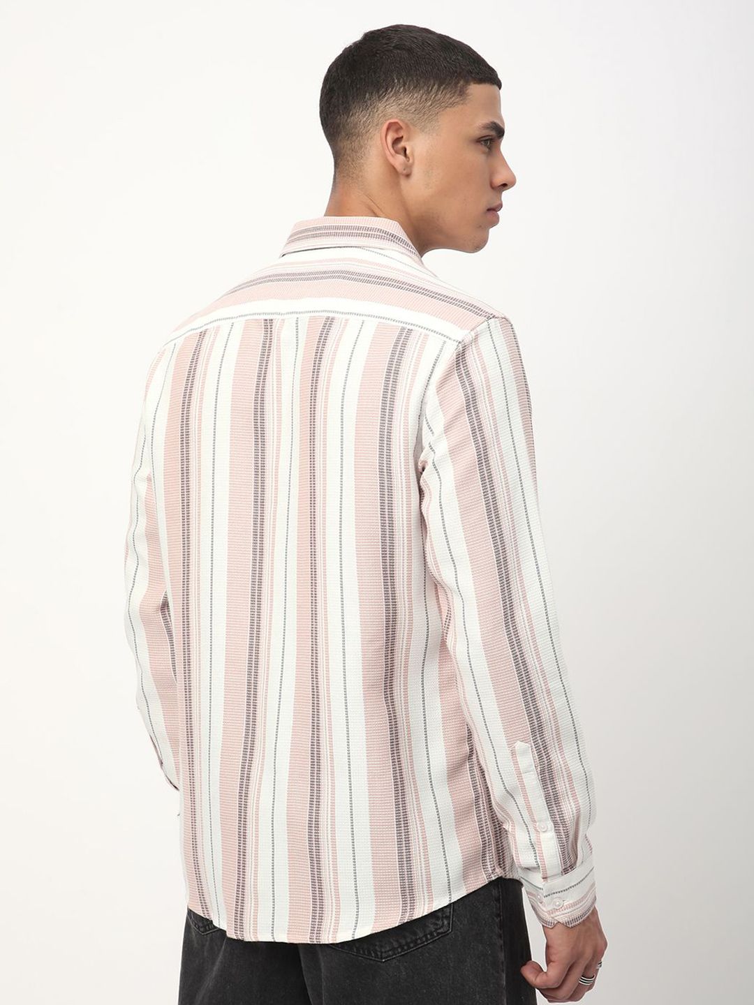VASTRADO Men Classic Slim Fit Opaque Striped Casual Shirt