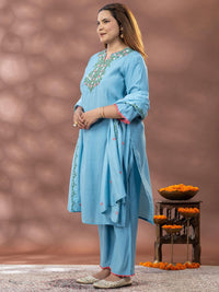 Kurta Sulam Bunga Wanita Mamicha dengan Palazzos & Dupatta