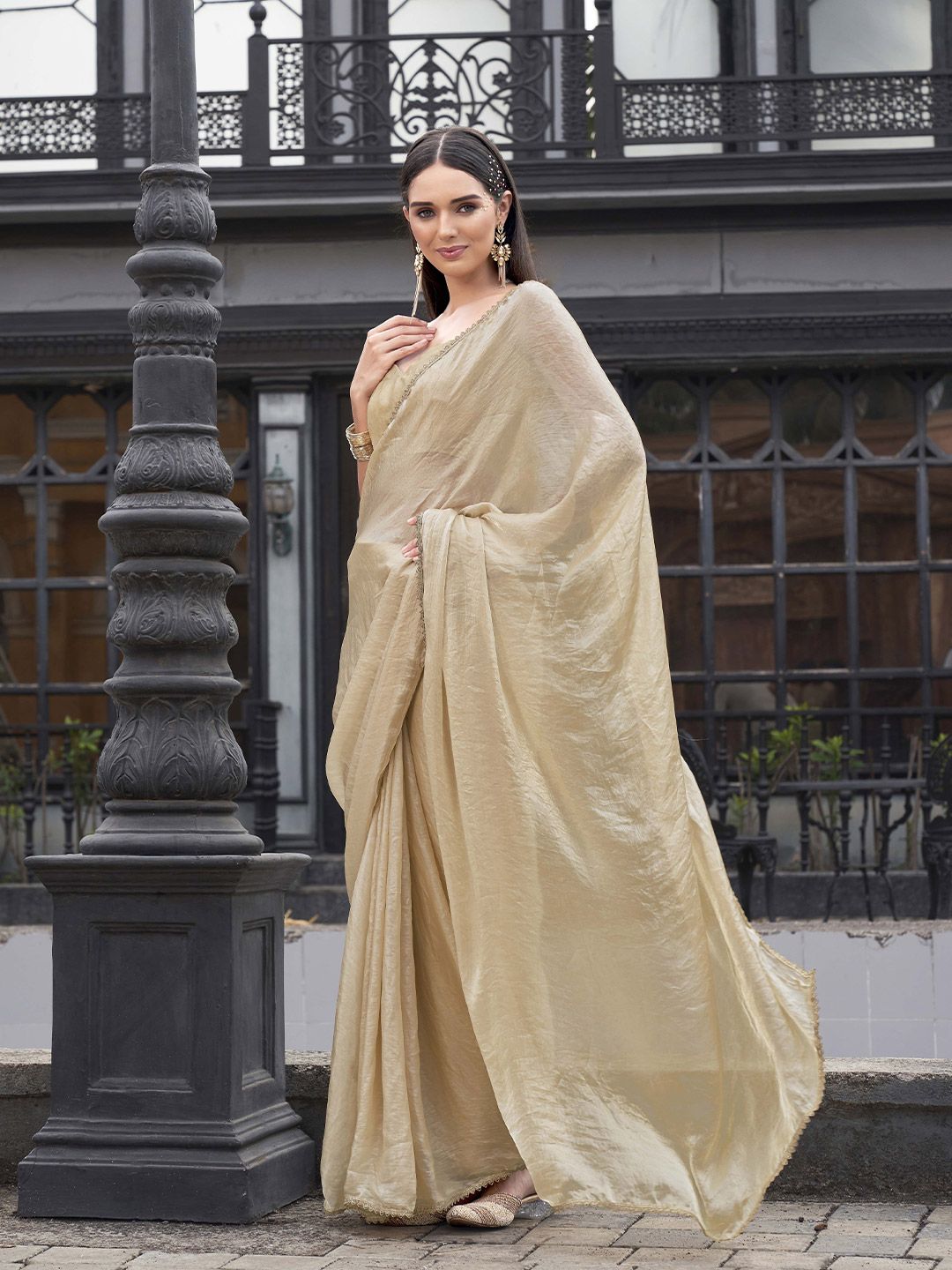 Tikhi Imli Embellished Border Satin Ready To Wear Saree