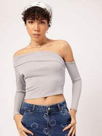 DressBerry Soft Girl Bardot Bliss Crop Top