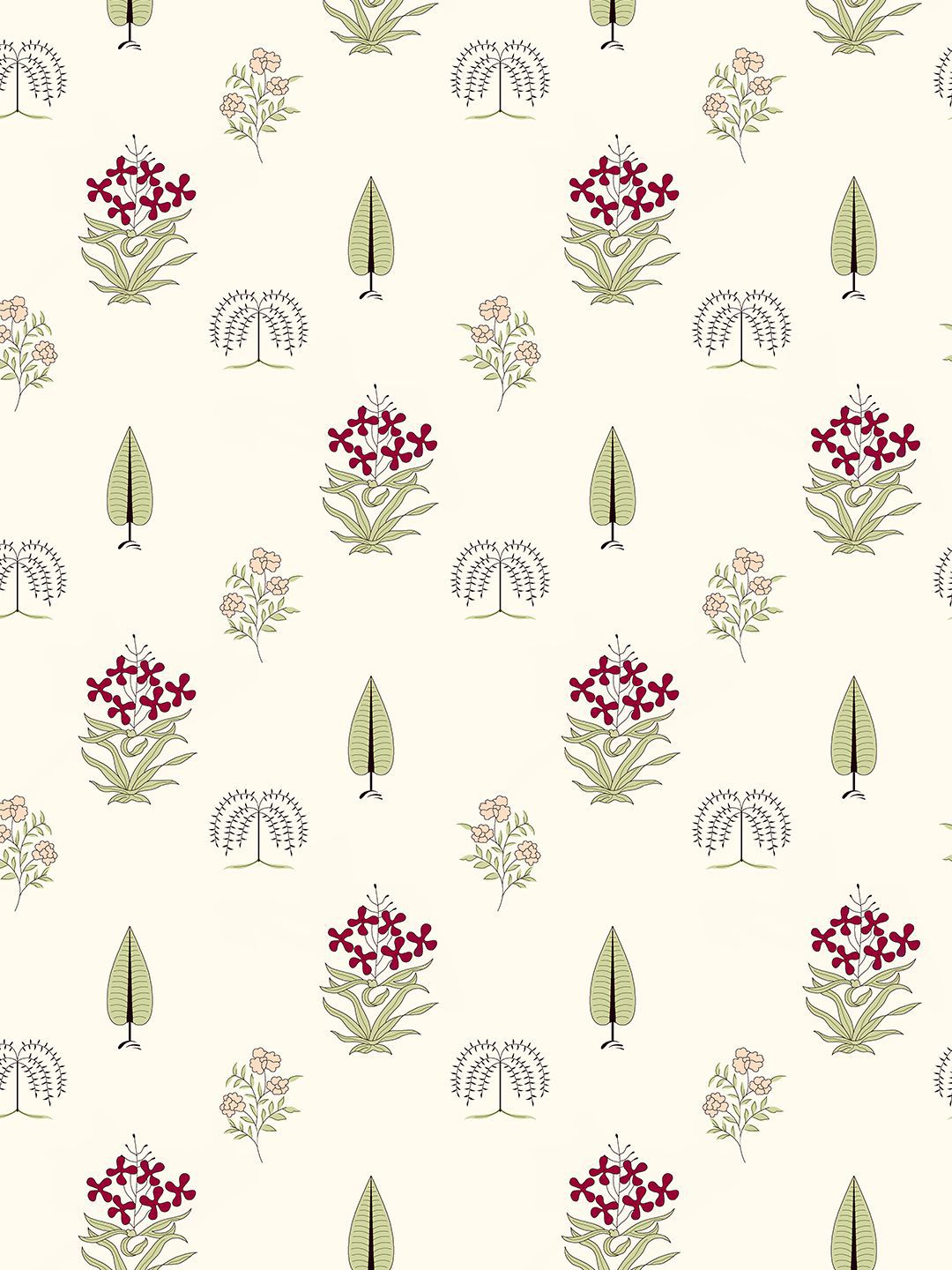 URBAN SPACE White & Red 5 Pieces Floral Printed Cotton Square Cushion Covers