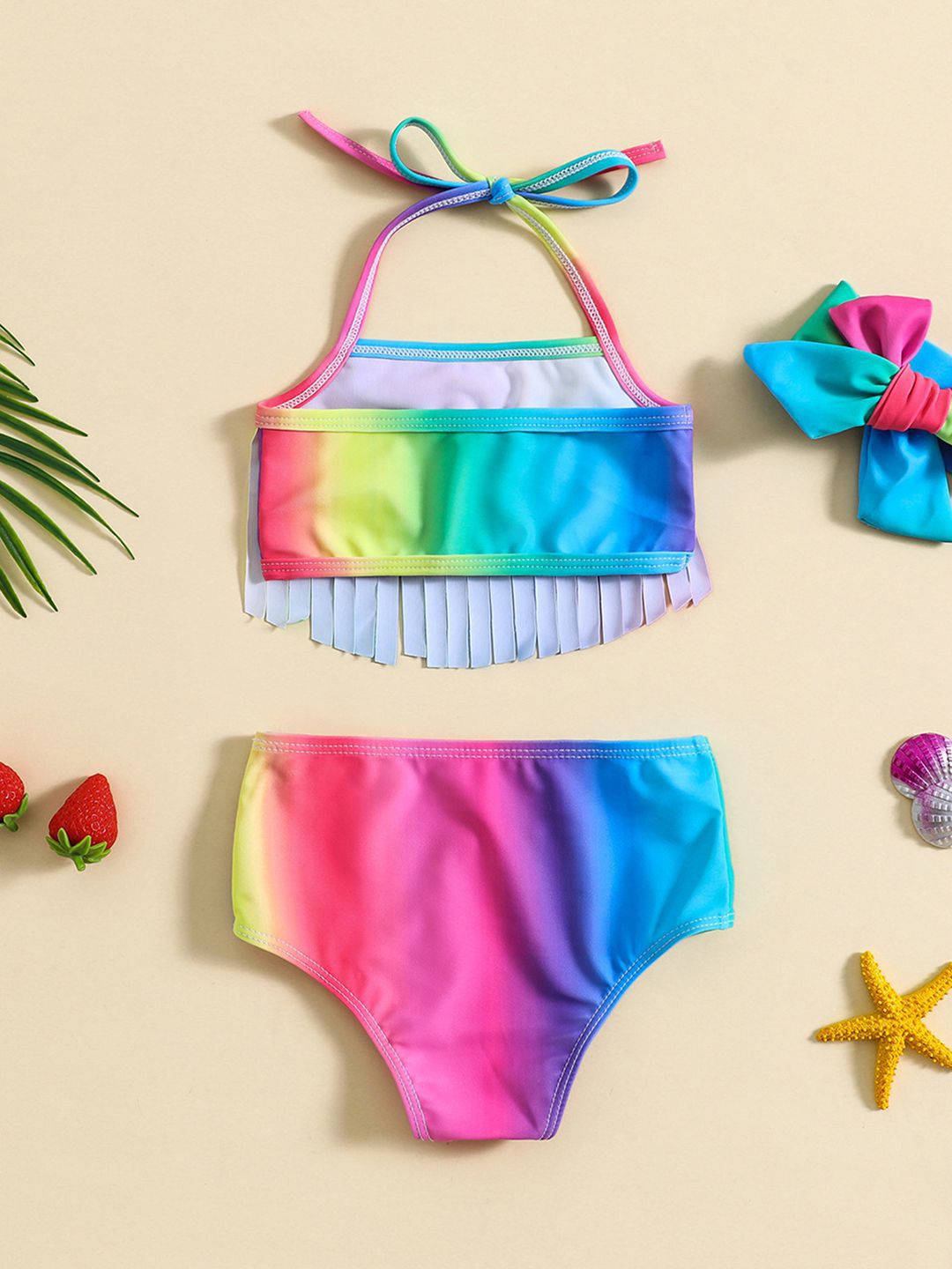 YK Girls Printed Swim Set