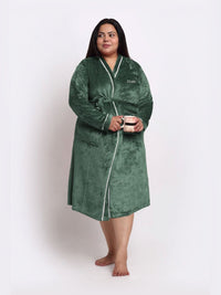 KLOTTHE Plus Size Woollen Bath Robe With Belt