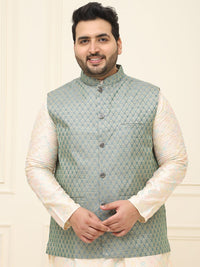 SOJANYA PLUS Lelaki Plus Size Printed Mandarin Collar Nehru Jaket