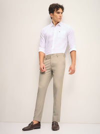 THE BEAR HOUSE Men Slim Fit Mid-Rise Flat-Front Trousers