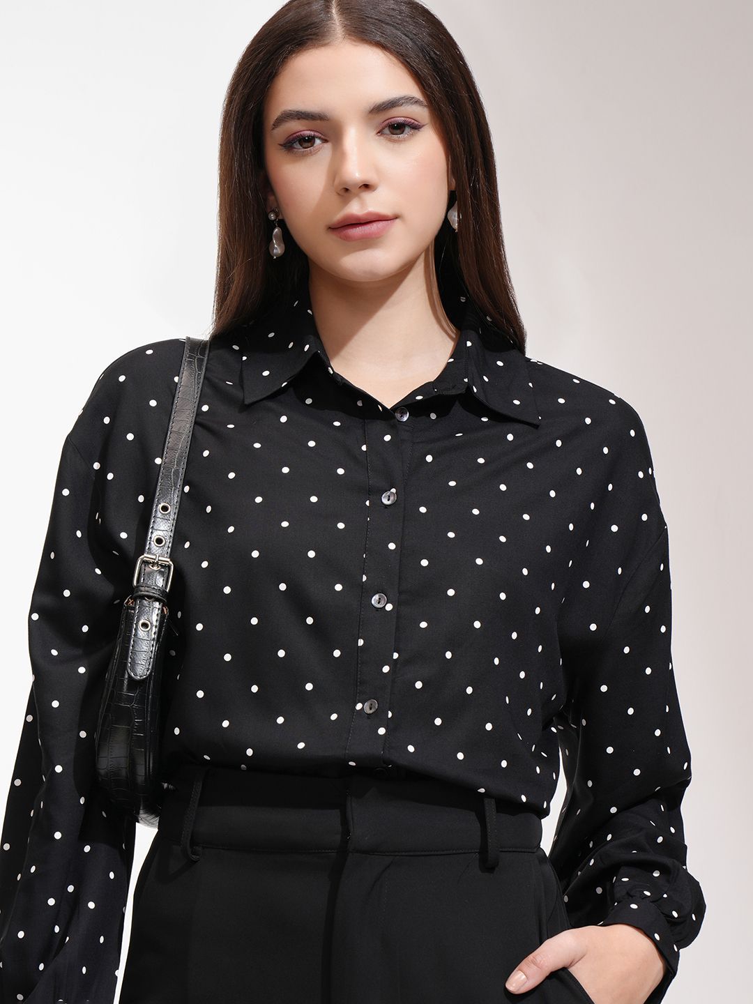 Tokyo Talkies Women Printed Drop Shoulder Button Down Shirt