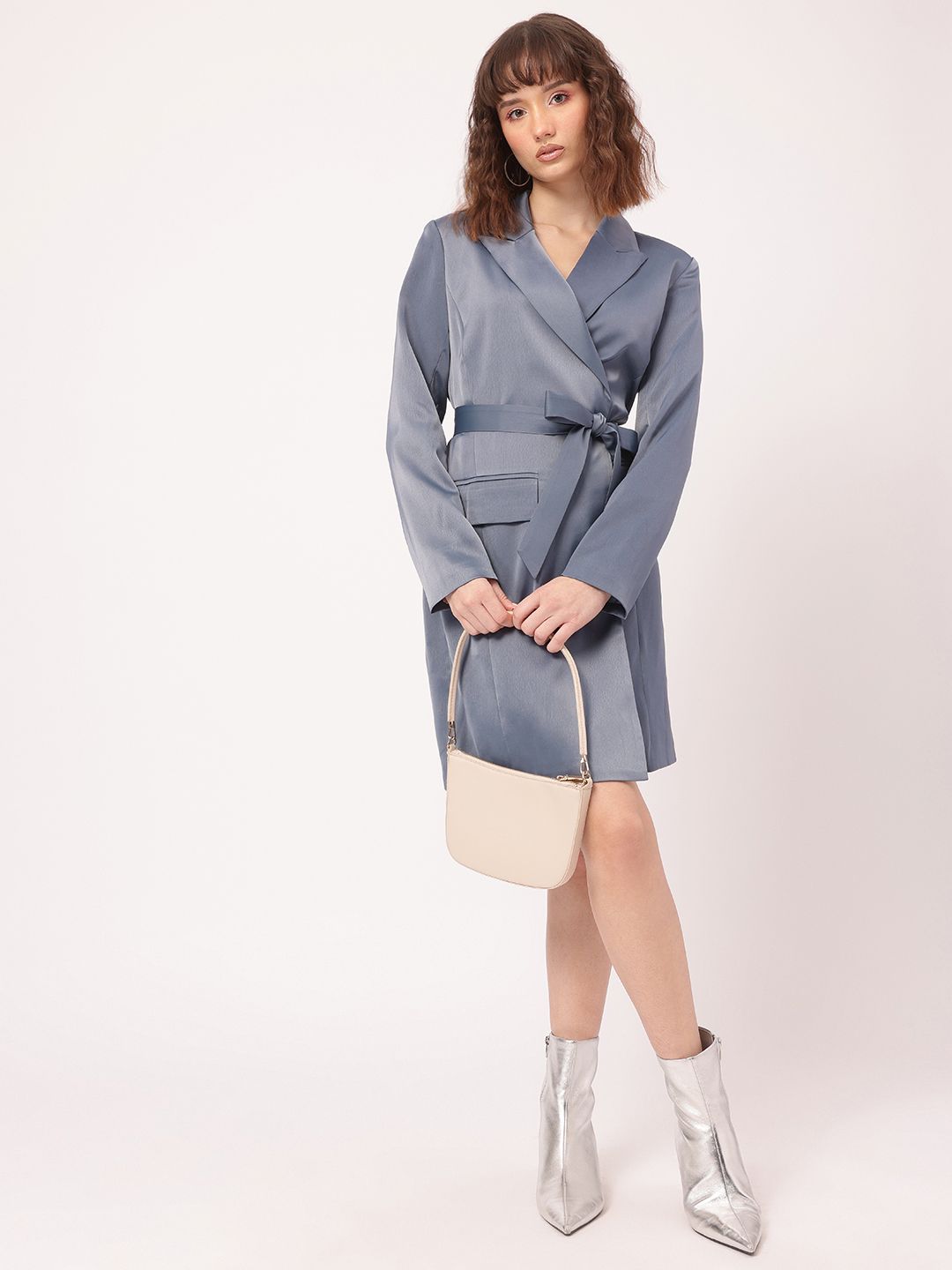 DressBerry Graceful Aesthetic Belted Mini Blazer Dress