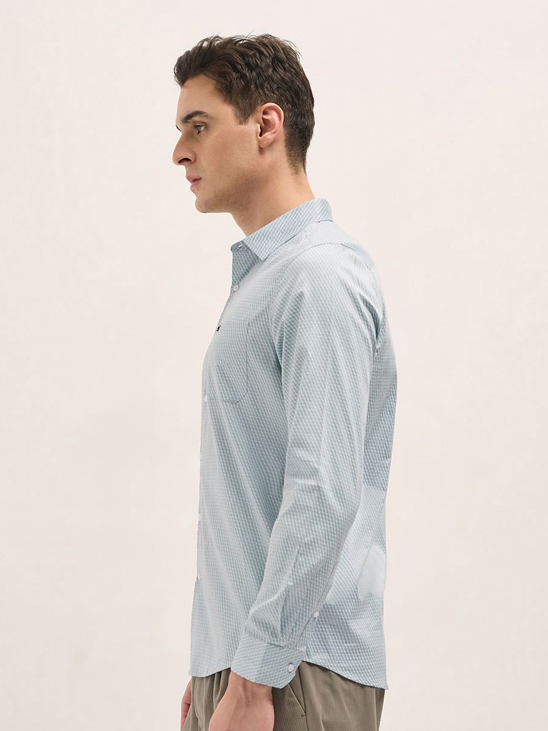 THE BEAR HOUSE Men Spread Collar Geometric Printed Cotton Tailored Fit Formal Shirt