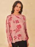 AND Women Floral Printed Boat Neck Top