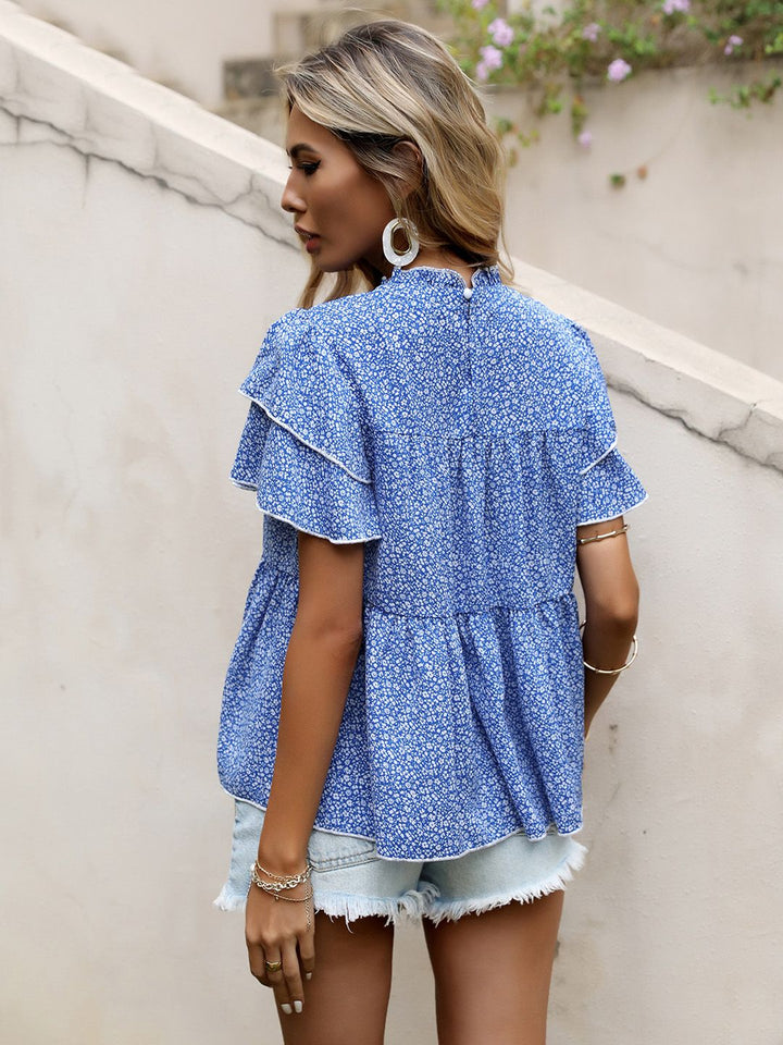 DressBerry Floral Print Flared Sleeve Layered Top