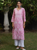 House of Chikankari Women Floral Embroidered Chikankari Kurta