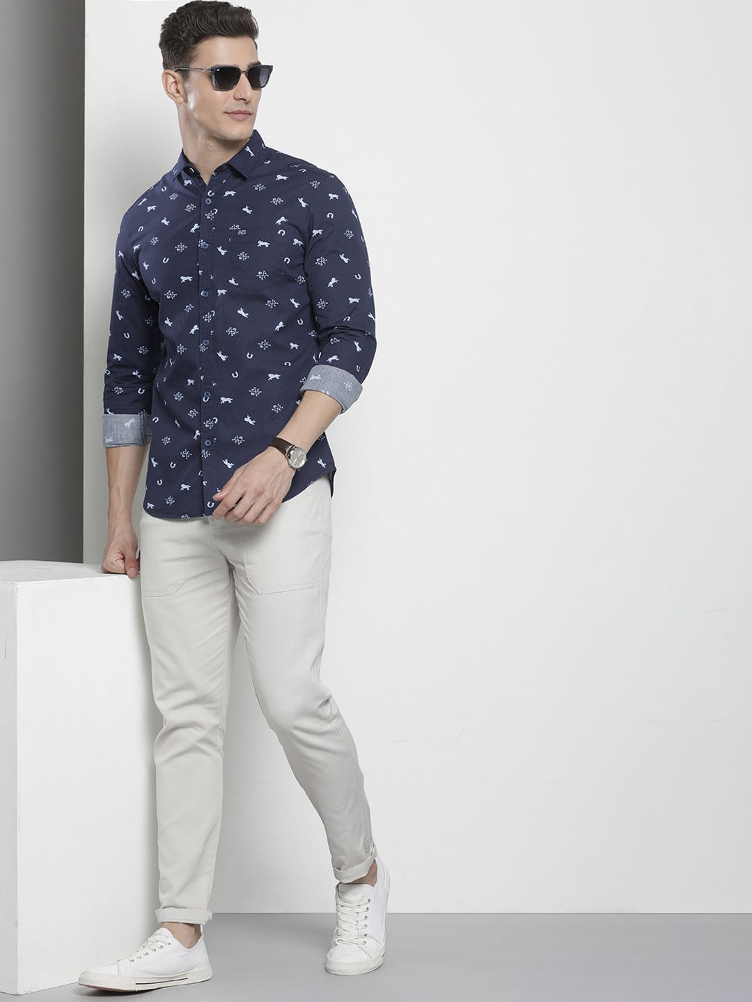 The Indian Garage Co Men Slim Fit Opaque Printed Casual Shirt