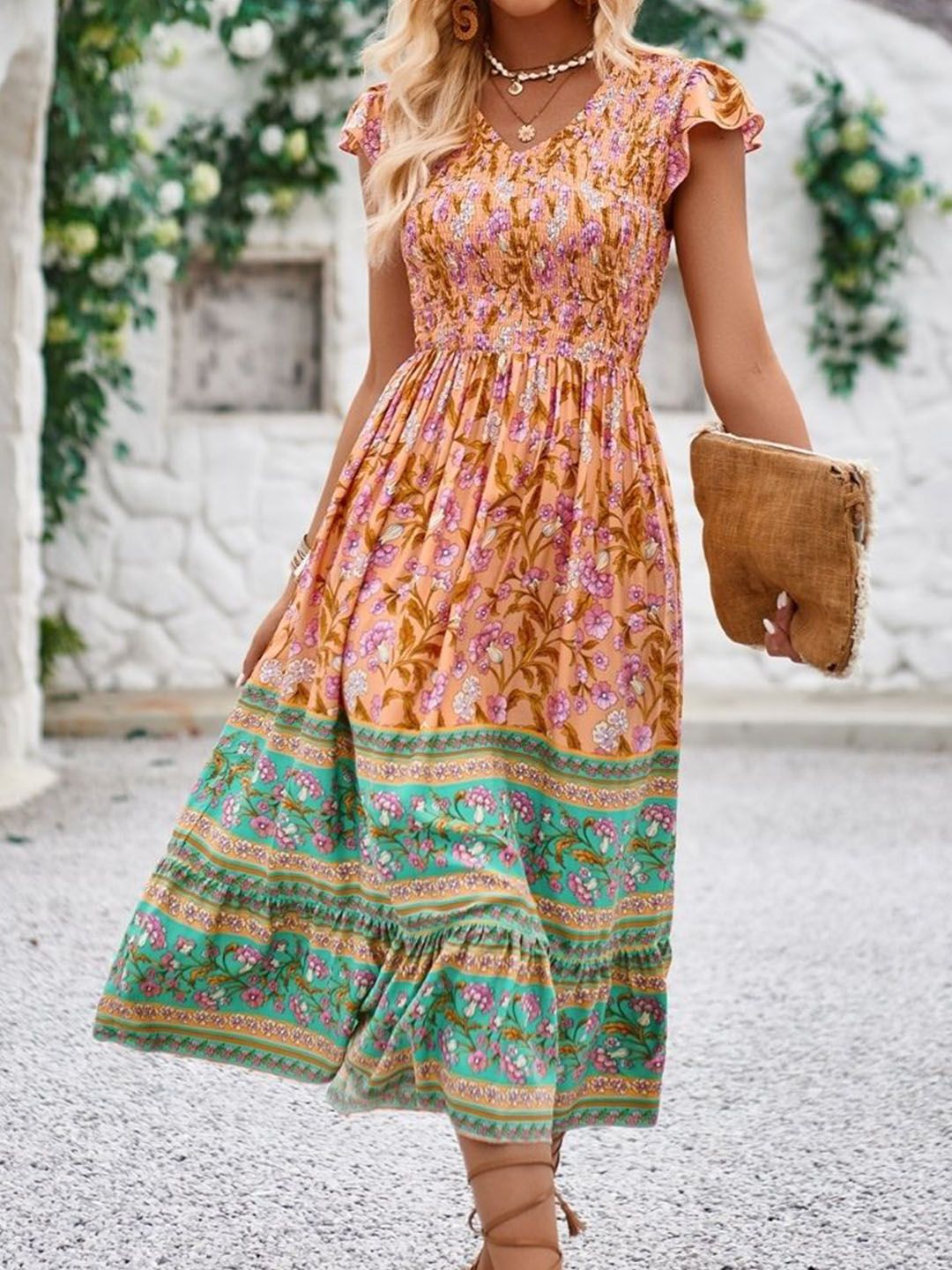 all about you Women Floral Printed A-Line Midi Dress