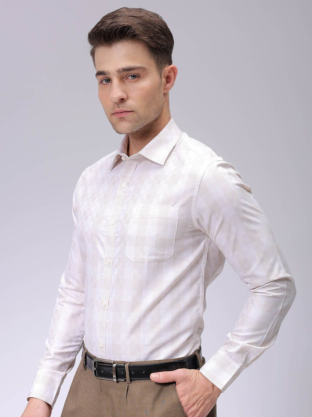 The Indian Garage Co. X Luxe Men Spread Collar Checked Slim Fit Formal Shirt
