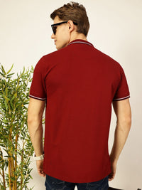 Thomas Scott Men Solid Polo Collar Cotton T-shirt