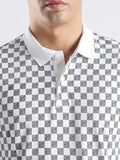 ADRO Checked Polo Collar Regular Fit Cotton T-shirt