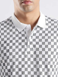 ADRO Checked Polo Collar Regular Fit Cotton T-shirt