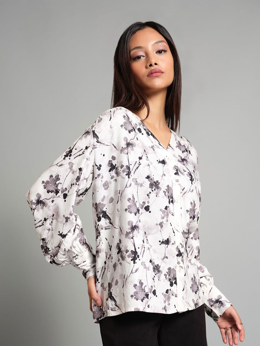 AND Floral Print Styled Back Top