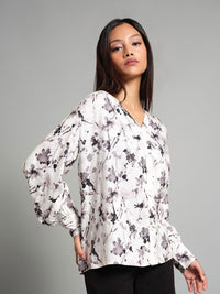 AND Floral Print Styled Back Top