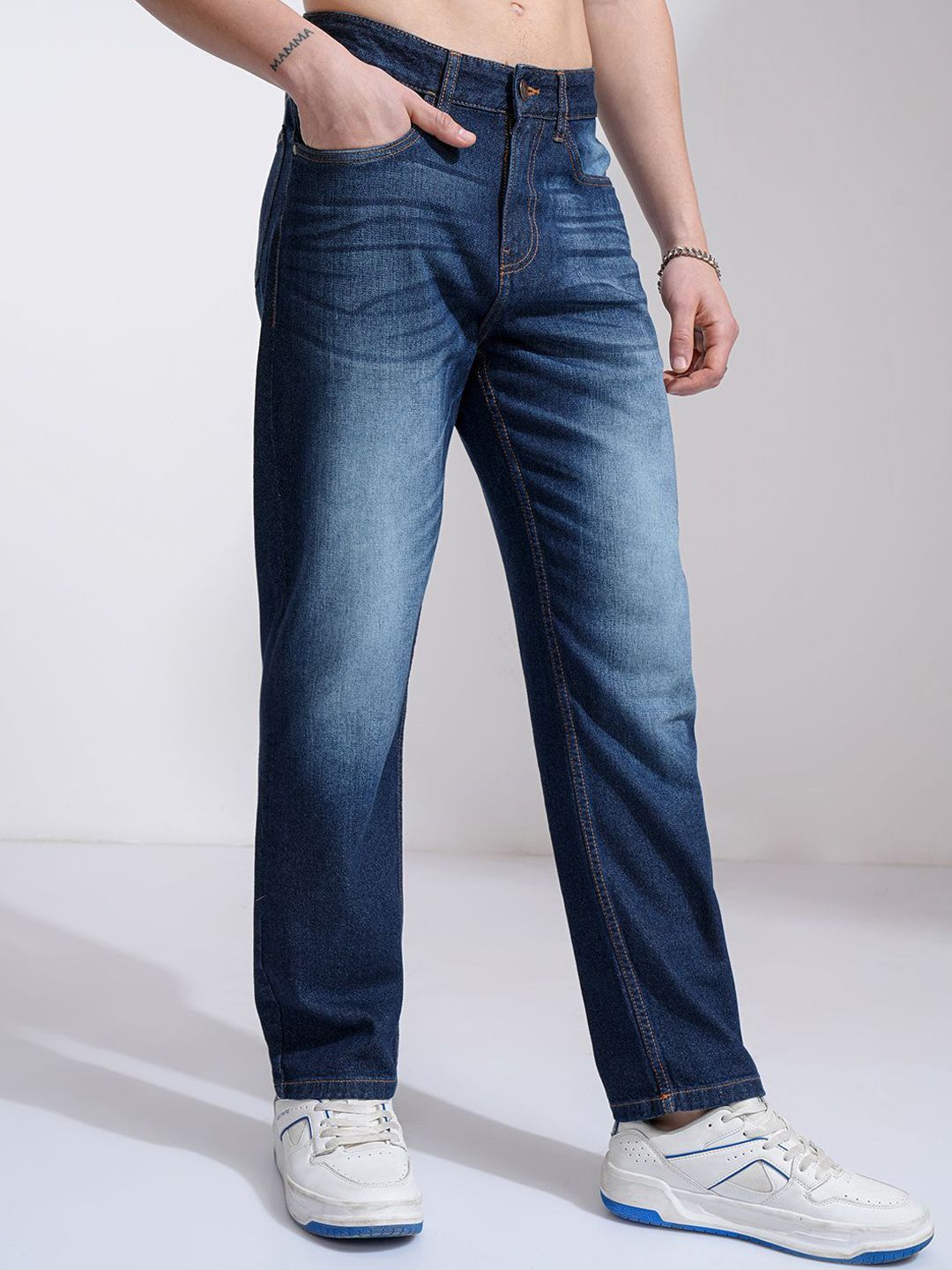 HIGHLANDER Men Cotton Relaxed Fit Light Fade Jeans