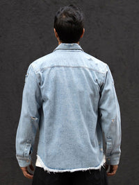 Powerlook Men Spread Collar Faded Cotton Casual Shirt