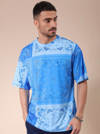 The Indian Garage Co Men Abstract Printed Round Neck Oversized T-shirt