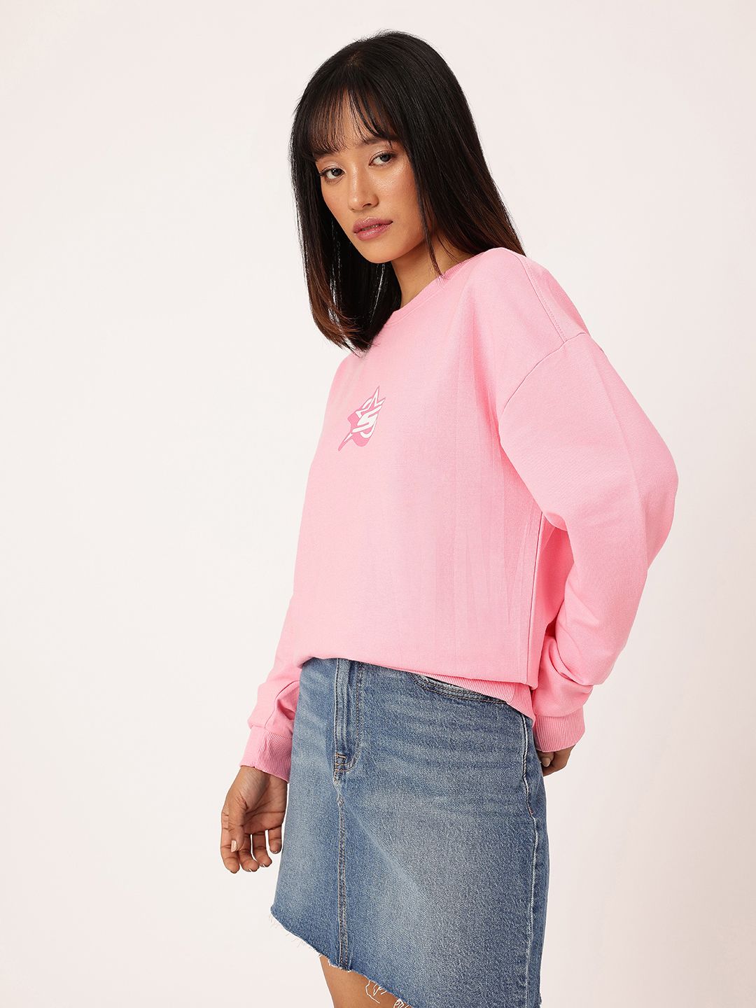 DressBerry Printed Cotton Terry Relaxed Fit Sweatshirt