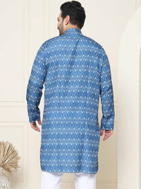 SOJANYA PLUS Motif Etnik Printed Band Collar Straight Cotton Kurta