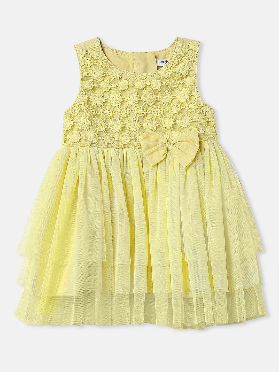 Nautinati Girls' Solid Sleeveless Bow Belted Knee Length Dress