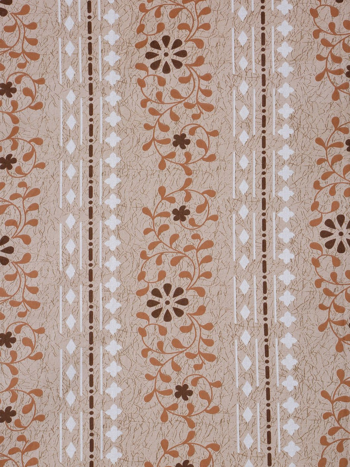 Myntra Elegant Homes Beige & Brown Floral Pure Cotton Set Cadar King 400 TC-2.5mX2.25m