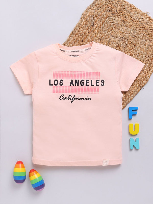 Happy Faces Boys Pure Cotton Typography Printed T-shirt