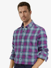 RARE RABBIT Men Comfort Button-Down Collar Tartan Checked Cotton Casual Shirt